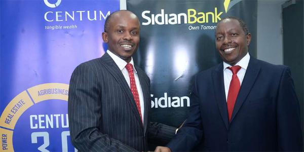 Centum CEO James Mworia with Sidian Bank CEO Chege Thumbi