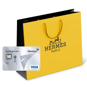 Sidian-Platinum-Debit-card-and-Hermes-shopping-bag